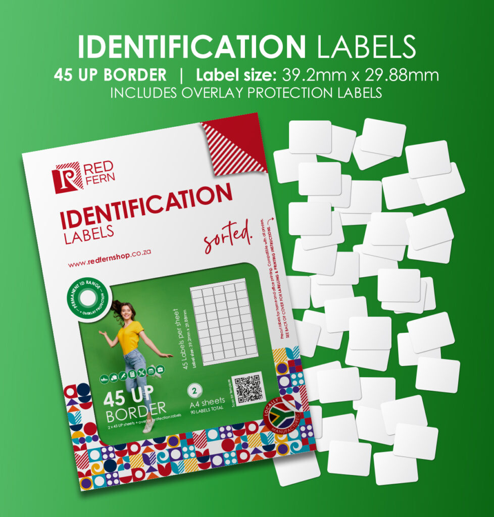 Identification 45up A4 Self-Adhesive Label Pack (With Clear Labels)