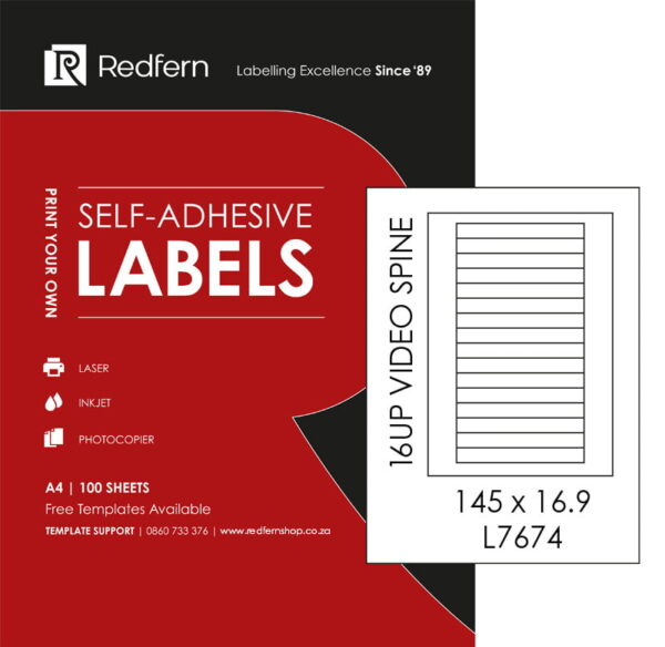 Narrow Sticker Labels Narrow 16up A4 Self-Adhesive Labels