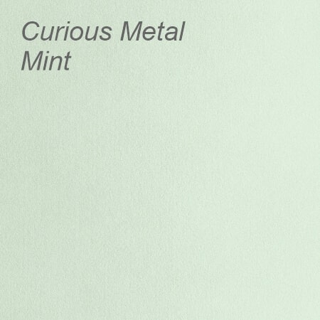 Curious Metal Mint Paper & Board swatch with a soft mint metallic finish and subtle texture, showing the Curious Metal Mint surface.