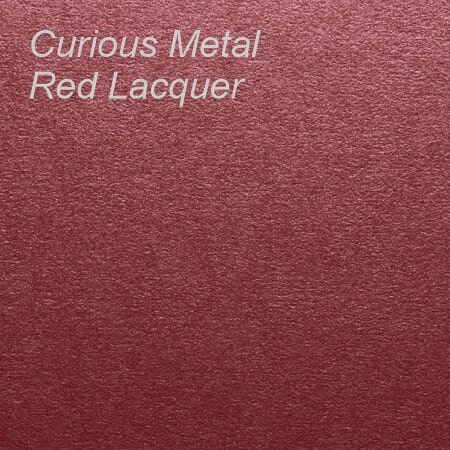 Curious Metal Red Lacquer metallic red lacquer texture swatch with fine shimmering speckle, showing RBE’s Curious Metal Red / Lacquer finish