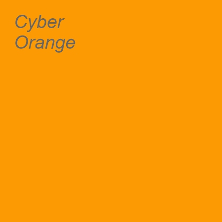 A bright orange color swatch shows the words Cyber Orange in gray italic text at the upper left.