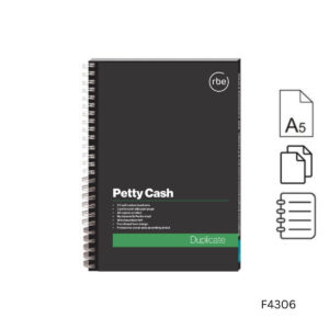 f4306 petty cash duplicate a5 spiral bound book rbe