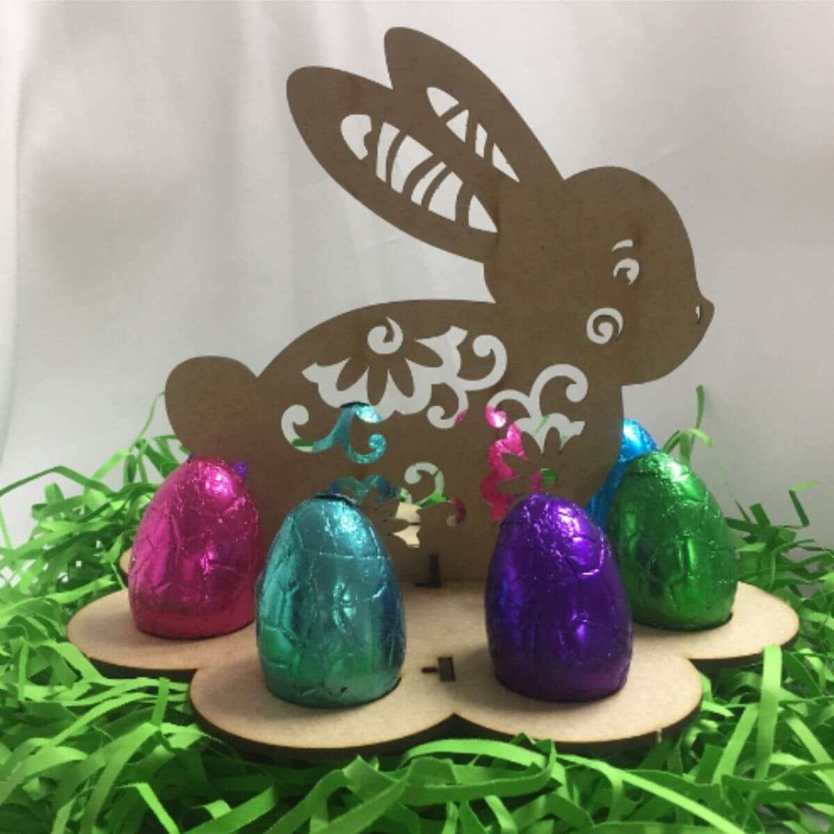 lasercut easter bunny egg holder filled rbe