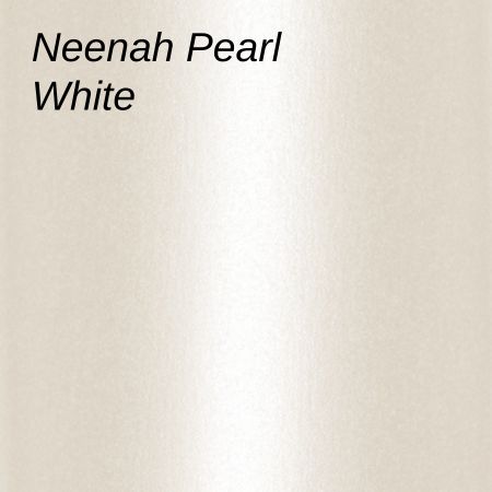 Neenah Pearl White swatch displaying a smooth, pearlescent surface with a subtle sheen.