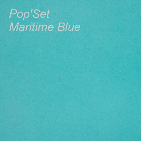 Sheet of Pop'Set Maritime Blue paper with a smooth texture and vibrant color.