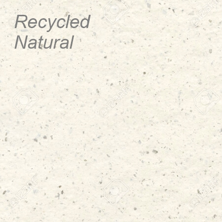 Light-colored recycled natural paper texture with speckles and a subtle pattern.