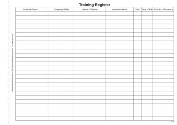 Firearms Key Register Firearm Training Register